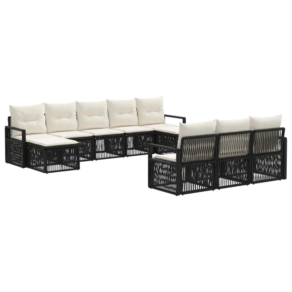 Set Divano da Giardino 10 pz Nero polyrattan 3435844