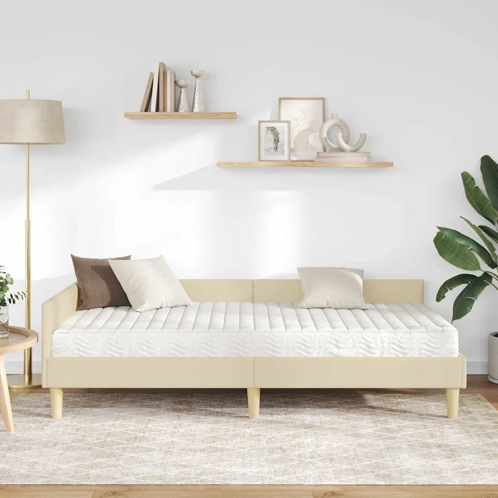Struttura Letto Angolare con Materasso 2 pcs Crema Tessuto 3393659