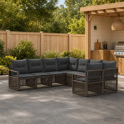 Set Divano da Giardino 8 pz 8-Numero di posti Grigio polyrattan 3435905