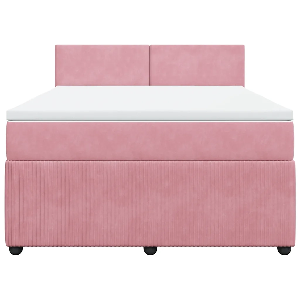 Giroletto a Molle con Materasso Rosa 140x200 cm in Velluto 3287757