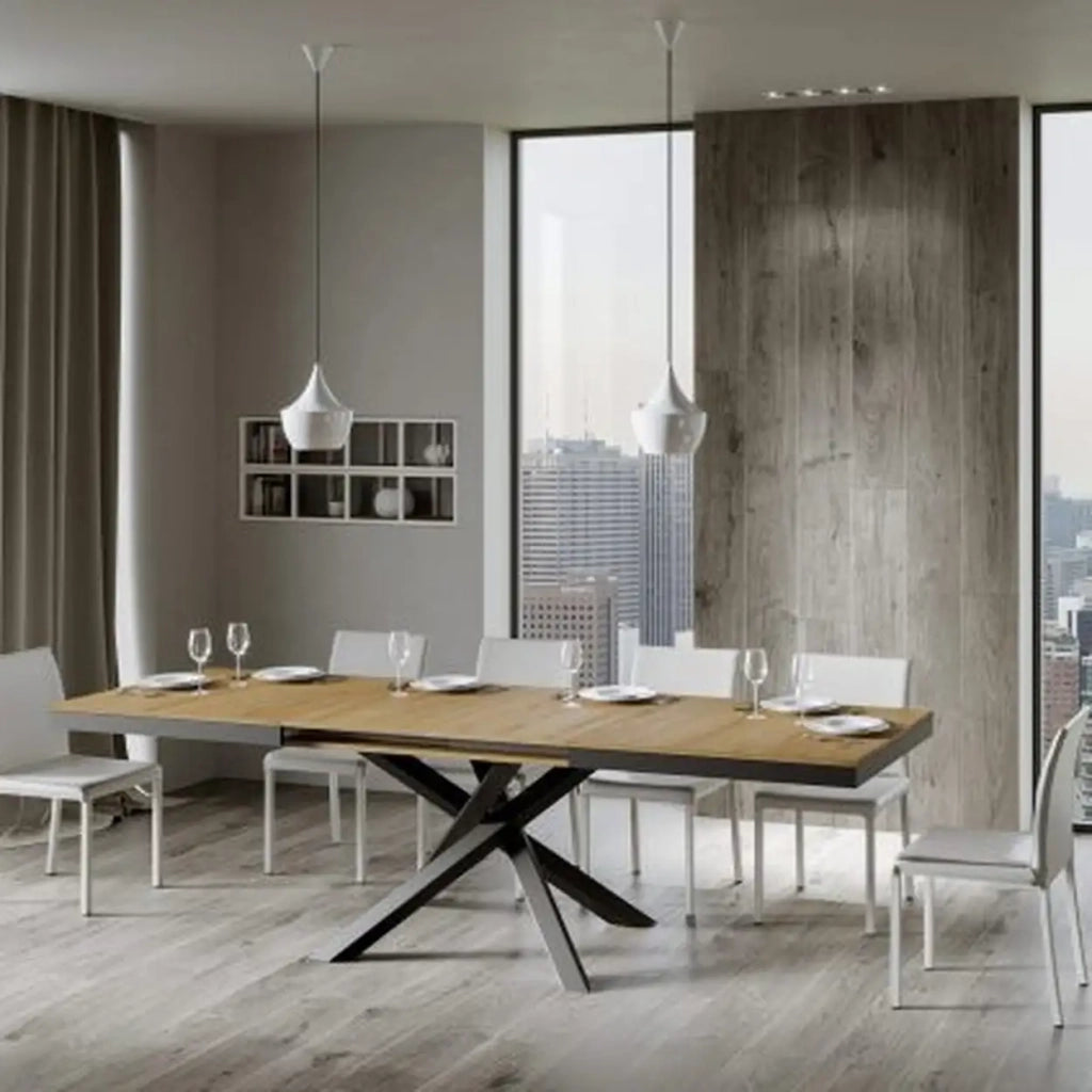 Tavolo allungabile 160/420x90 cm Volantis Evolution colore quercia natura telaio e gambe antracite