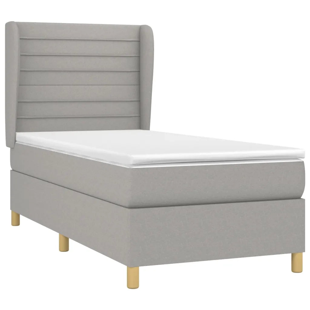Letto singolo | Letto per adulti | Giroletto a Molle con Materasso Grigio Chiaro 80x200 cm Tessuto