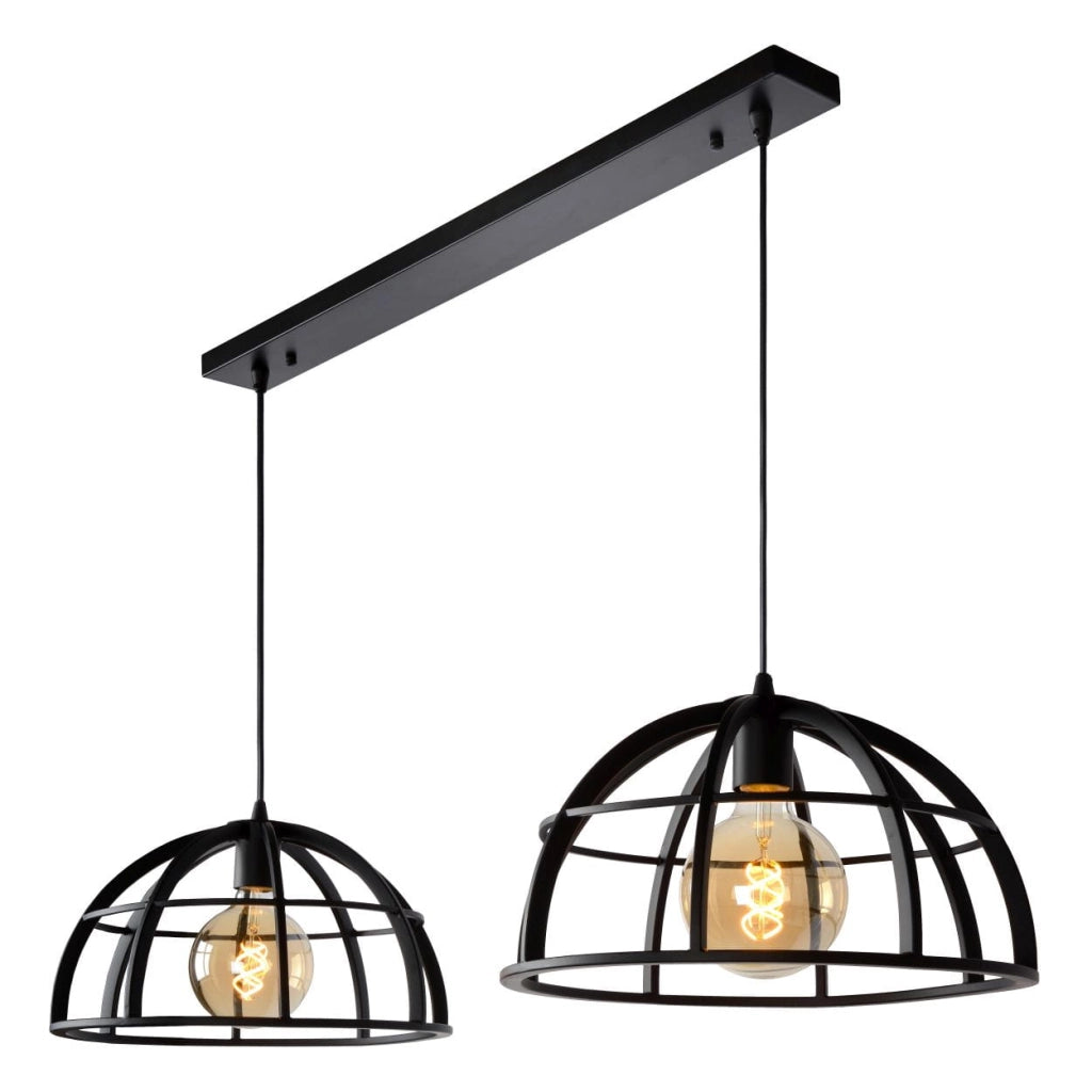 Lampada a sospensione Lucide Dikra 2xE27 nera 150cm