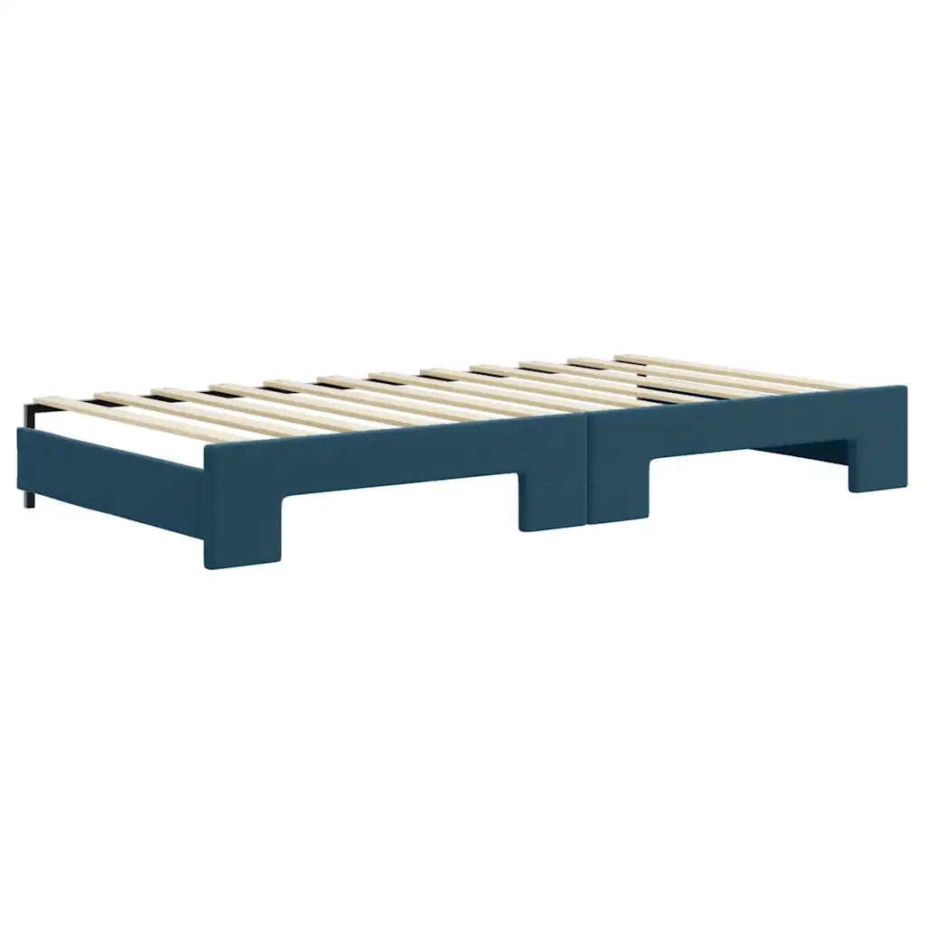 Divano Letto Estraibile con Cassetti Blu 100x200 cm in Velluto 3196745