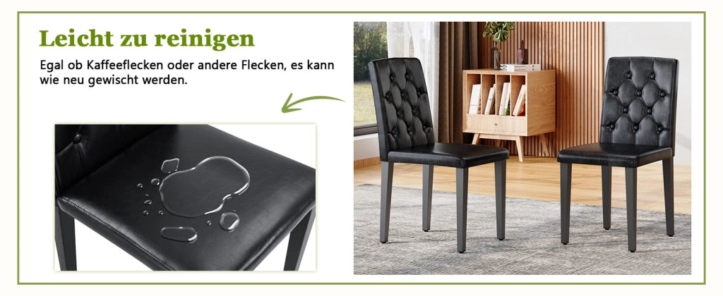 Set di 4 sedie da pranzo in nero puro: lusso discreto. La scelta ideale per le sale da pranzo in stile europeo, con gambe in metallo nero per una magg