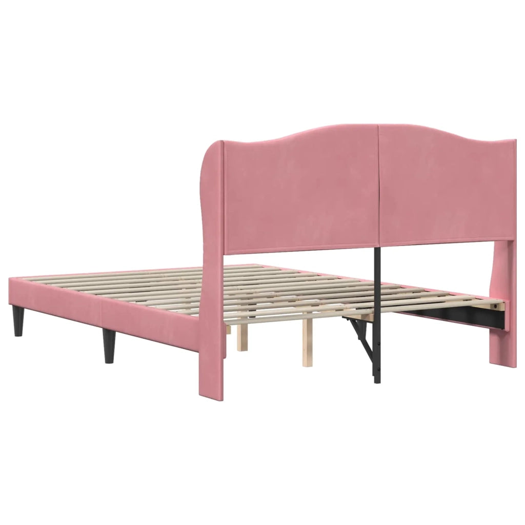 Struttura del letto con testiera-Giroletto Rosa 140 x 190 cm Velluto 820455