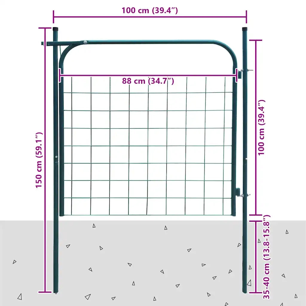 Cancello per Recinzione da Giardino 100x100 cm Verde 142292