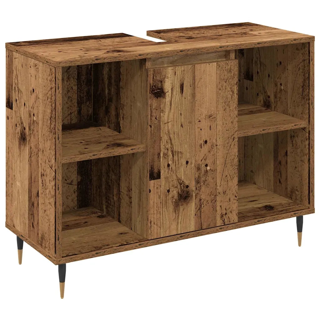 Set di mobili per il bagno con lo scaffale 3 pcs Legno vecchio