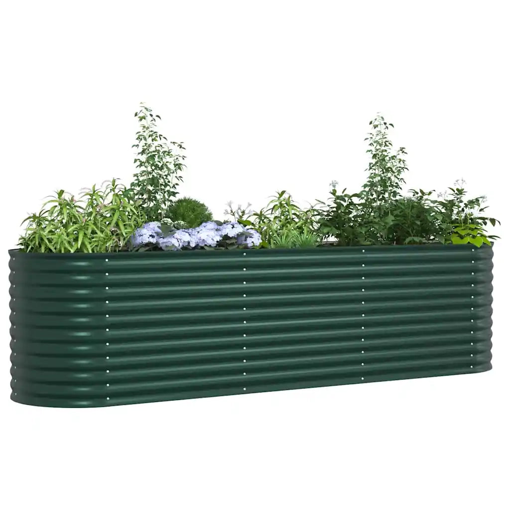 Fioriere | Cassetta per fiori | Letto Rialzato Verde 320 x 80 x 81 cm Acciaio