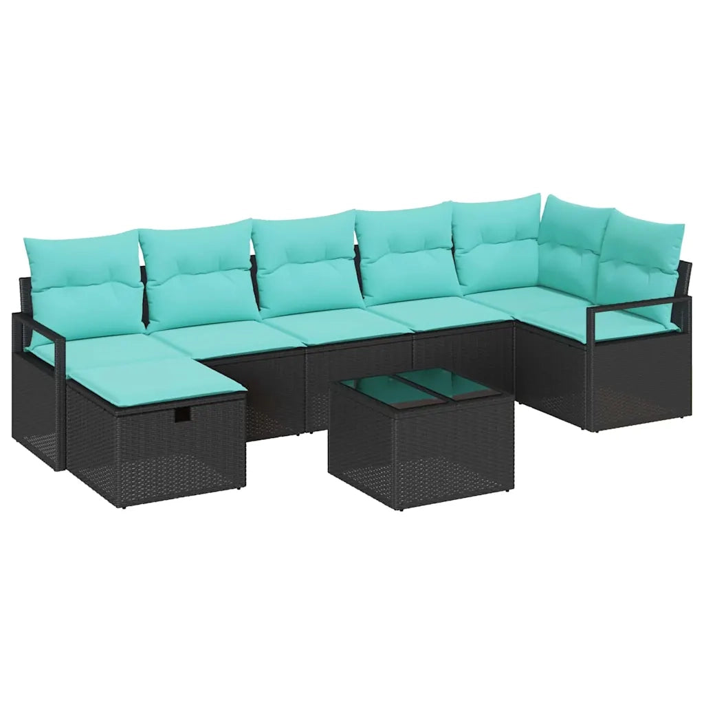 Set di divani con cuscino 8 pcs Nero e Turchese polyrattan 3359215