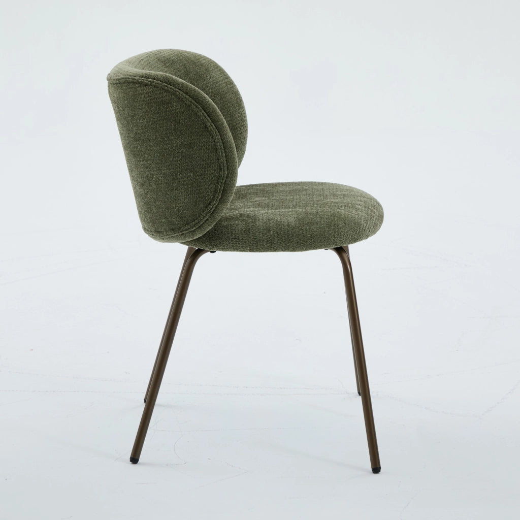 Sedie da pranzo contemporanee in ciniglia, comodo schienale curvo con morbida imbottitura, gambe in metallo color bronzo ¨C Arreda la tua cucina con co