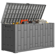 Baule da Giardino 227L in Resina Impermeabile e Anti UV con Chiusura a Chiave, 106.5x43x54.5 cm, Grigio