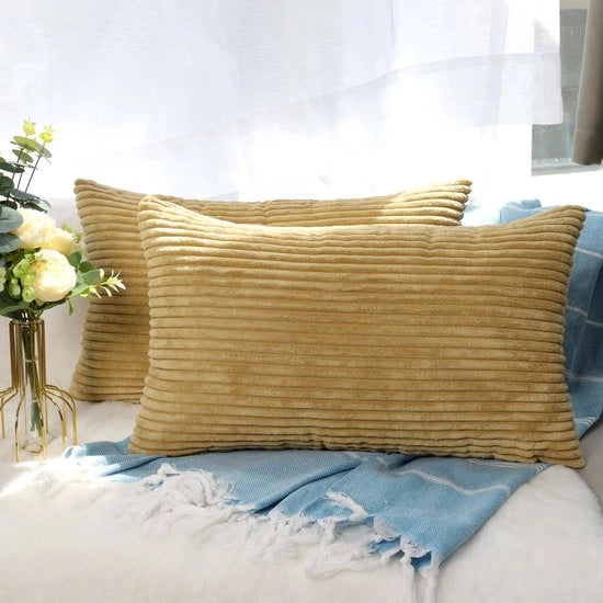 Set di coprifuoco corduroy a righe, 2 pezzi, coprifuoco 40 x 80 cm, per cuscini decorativi, cuscini per divani, poltrone.