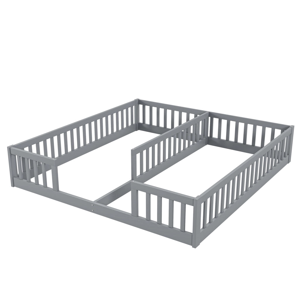 Letto per bambini 90 x 200 cm con sponda di sicurezza, in pino e MDF, grigio