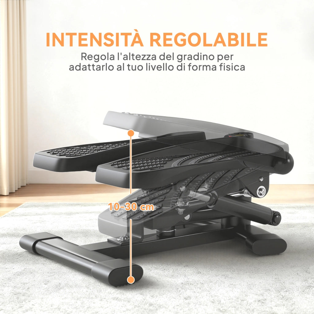 Stepper Twist 2 in 1 ¨C Xylo ¨C Monitor LCD, Pedali Antiscivolo, Capacit¨¤ 100 kg, Nero