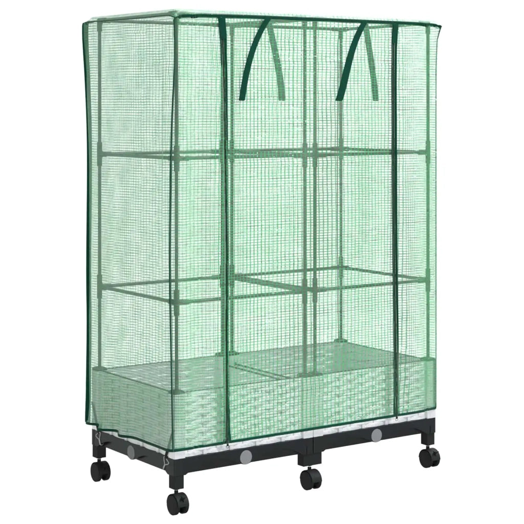 Vaso da Giardino con Copertura per Serra e Ruote 2 pz Bianco PP 3422978