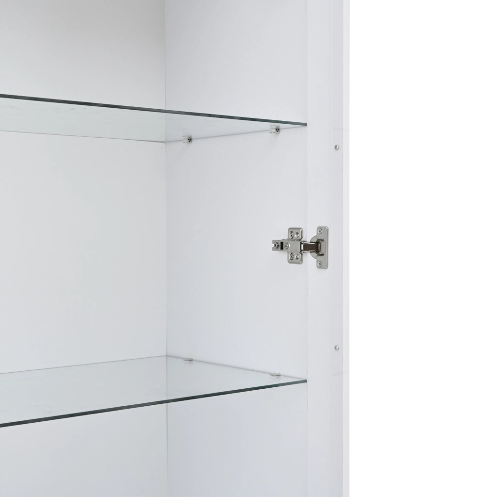 Vetrina alta 60x40x171 cm con 2 cassetti e luce LED; in truciolare bianco