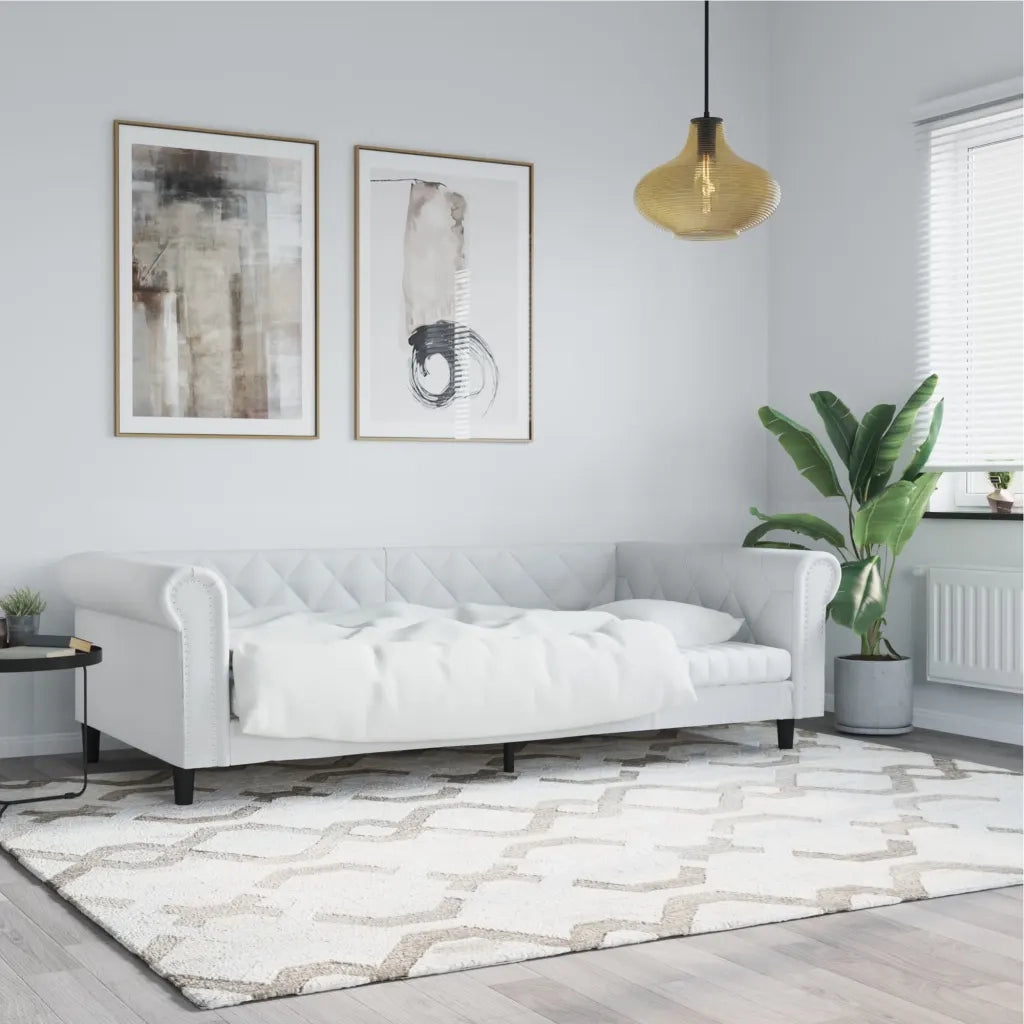Letto singolo | Letto per adulti | Letto da Giorno Bianco 100x200 cm in Similpelle