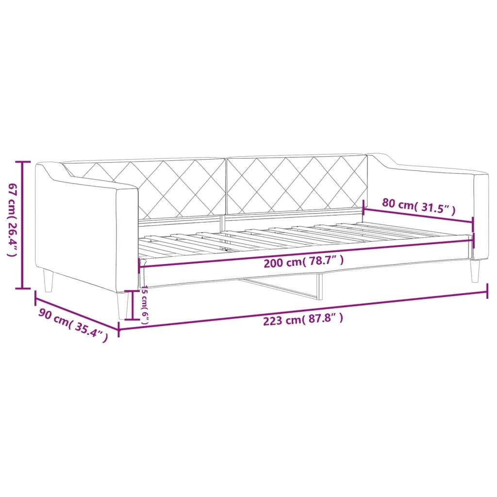 Letto singolo | Letto per adulti | Letto da Giorno Tortora 80x200 cm in Tessuto