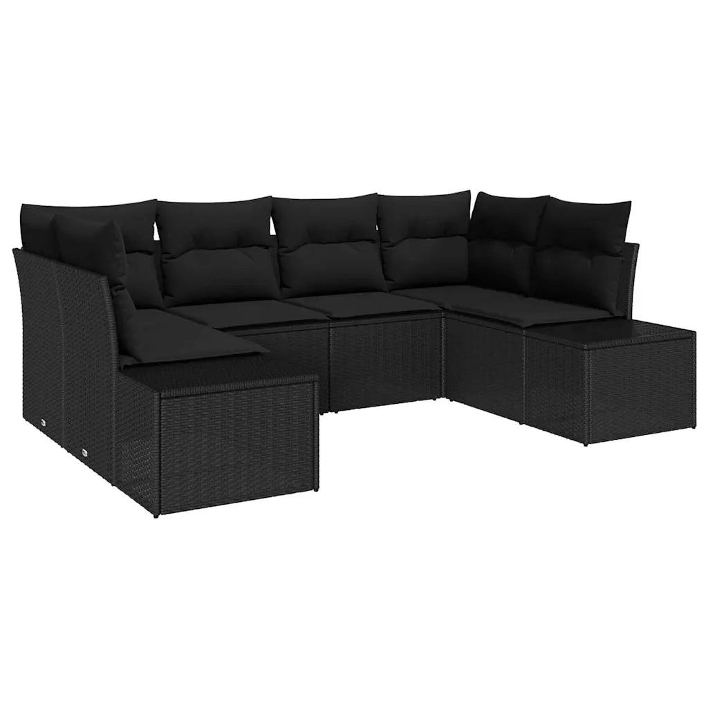 Set Divano da Giardino con cuscino 6 pcs Nero polyrattan 3347203