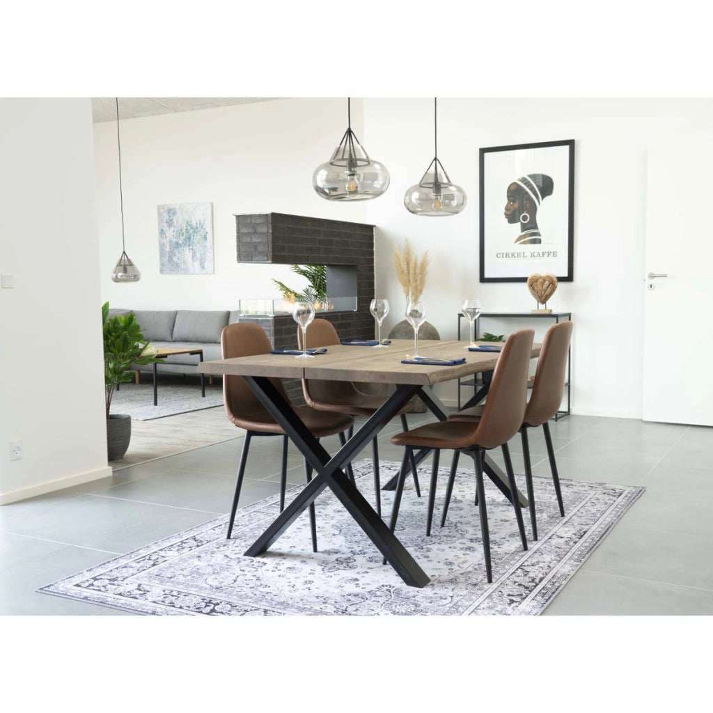 Set di 2 Sedie Stockholm, Marrone, Similpelle, 54x44x88 cm
