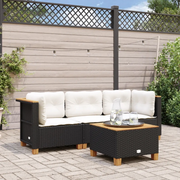 Divano da Giardino a 3 Posti con Cuscini-Sofa da Giardino-Divano da esterno Nero in Polyrattan 108380