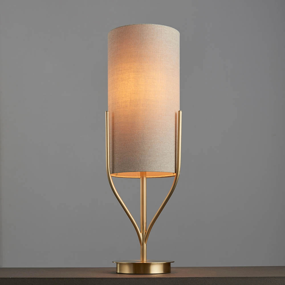 Lampada da tavolo Fraser ottone satinato E27 10W Endon