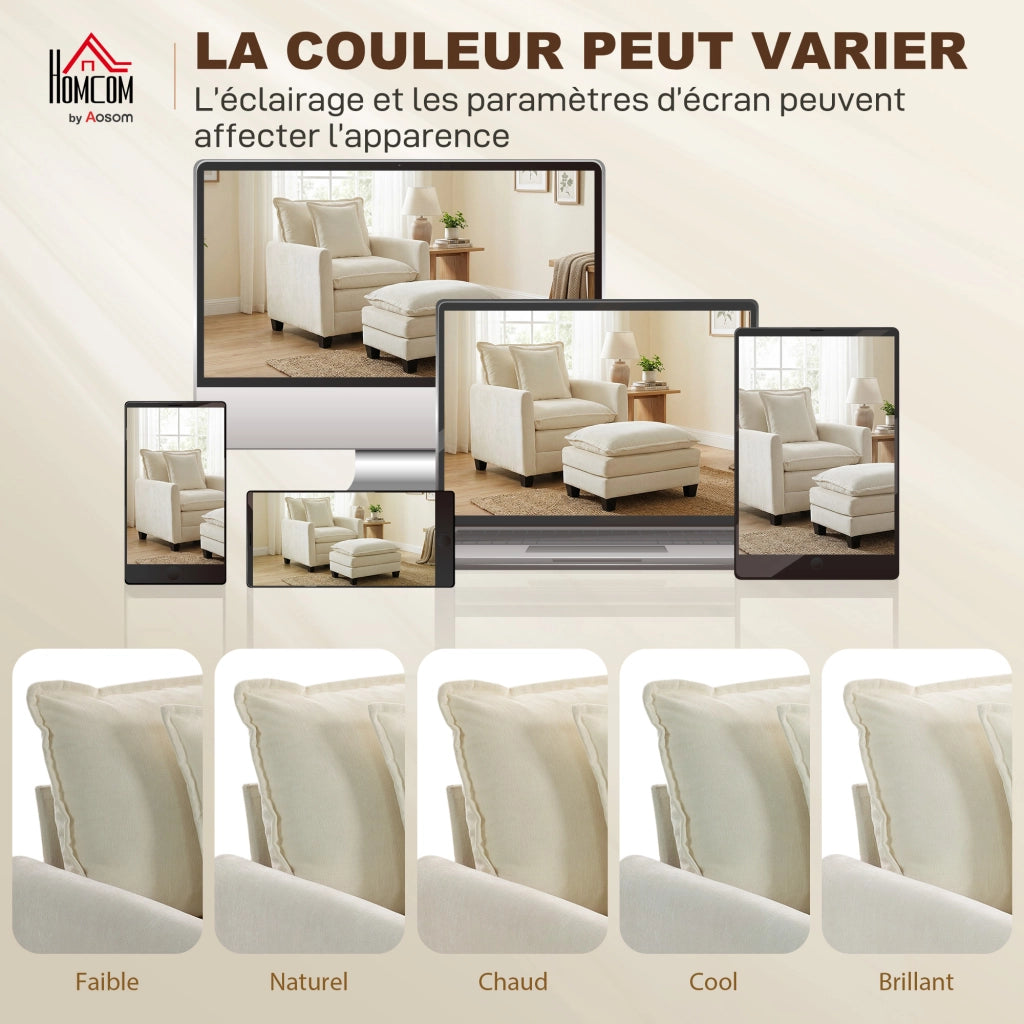 Poltrona con poggiapiedi ¨C zephmum ¨C crema 85x128x86