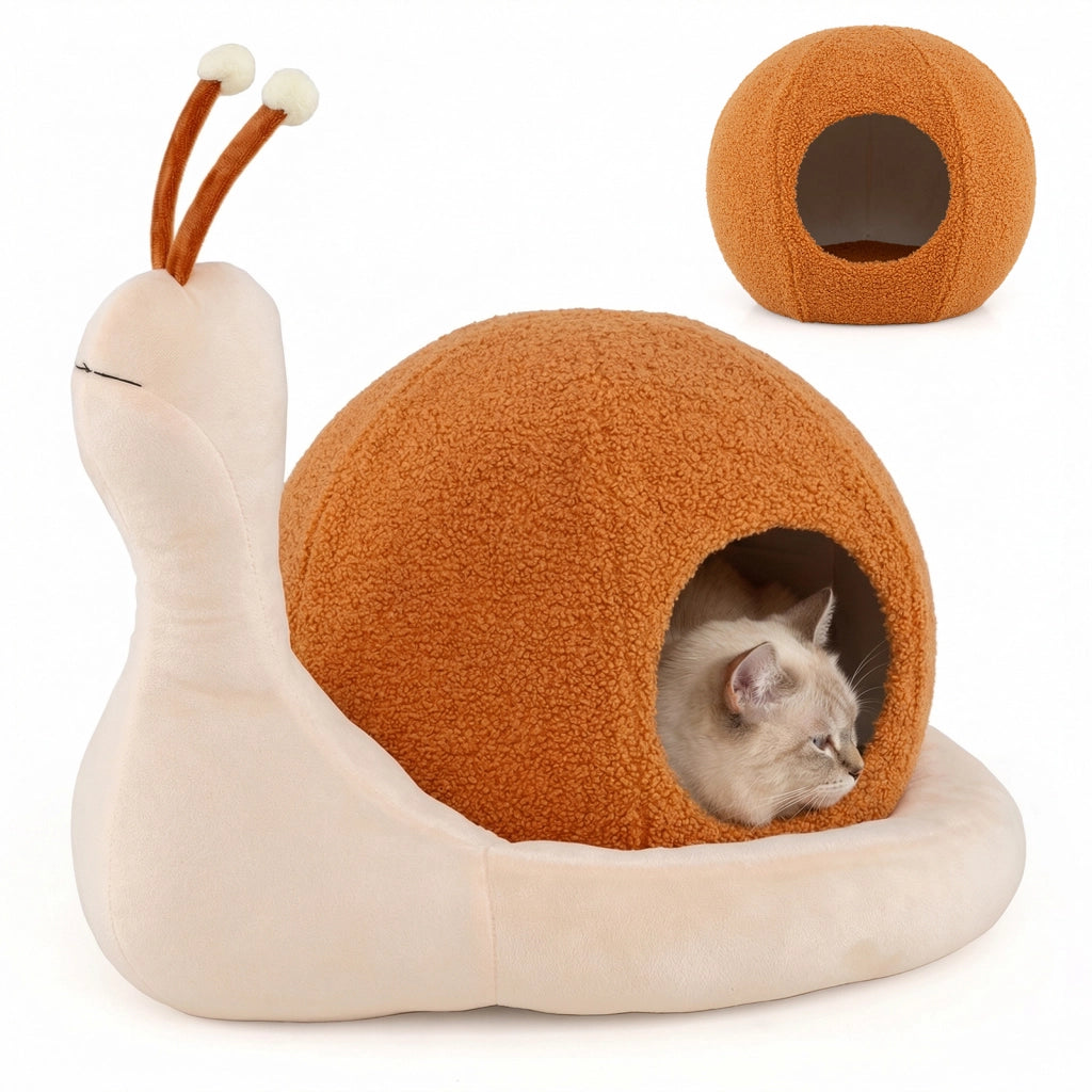 Letti per gatti da interno, Cuccia 2 in 1 a forma di chiocciola per gattini con cuscino rimovibile e lavabile
