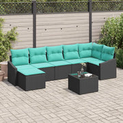 Set di divani con cuscino 8 pcs Nero polyrattan 3346826