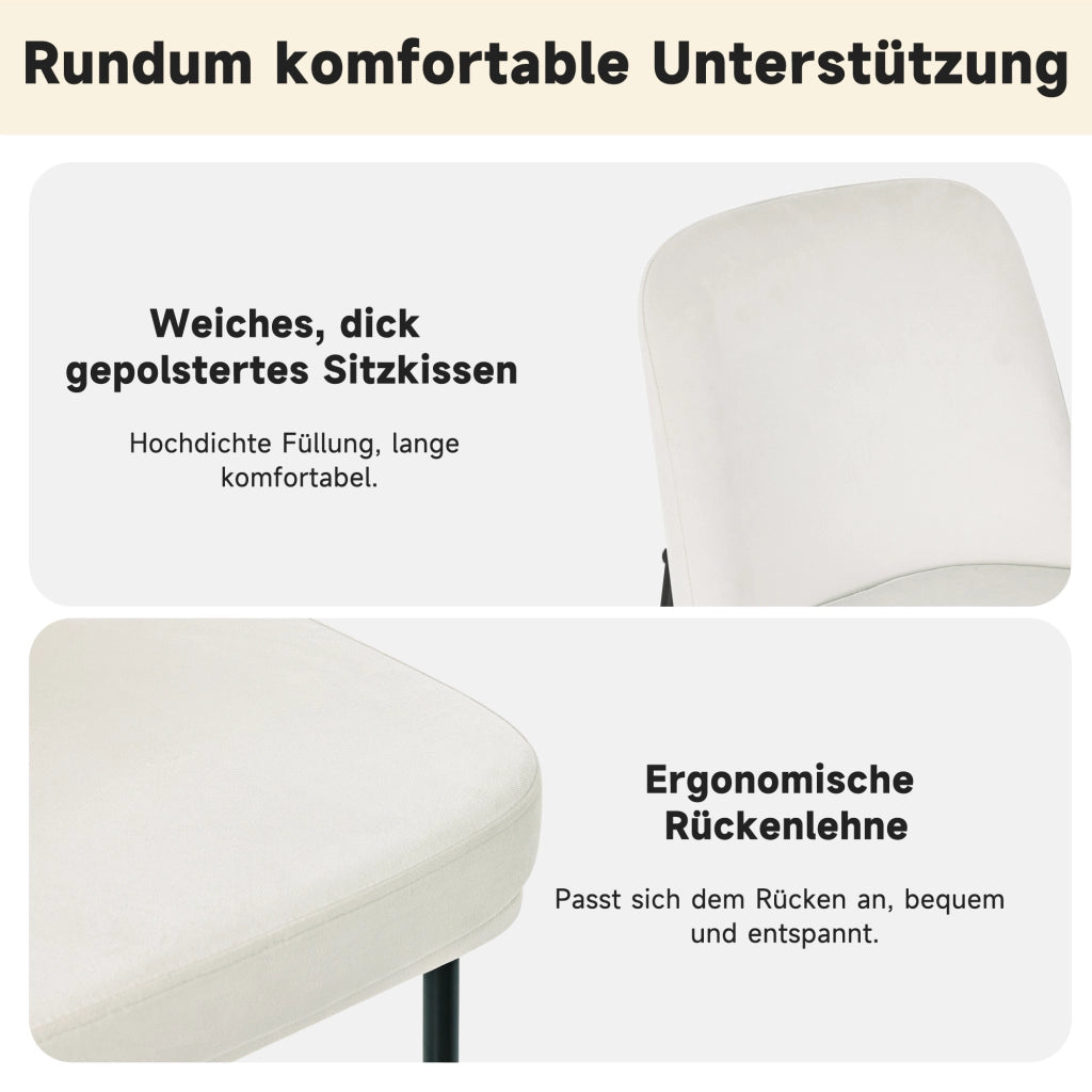 Sedia da pranzo 6 pezzi con seduta imbottita, struttura in metallo, stile moderno, velluto Beige