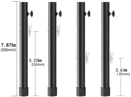 Estensione per gambe da tavolo 4 in 1, elevatore per tavolo e banco da lavoro, piede retto o curvo ripiegabile - 20 cm