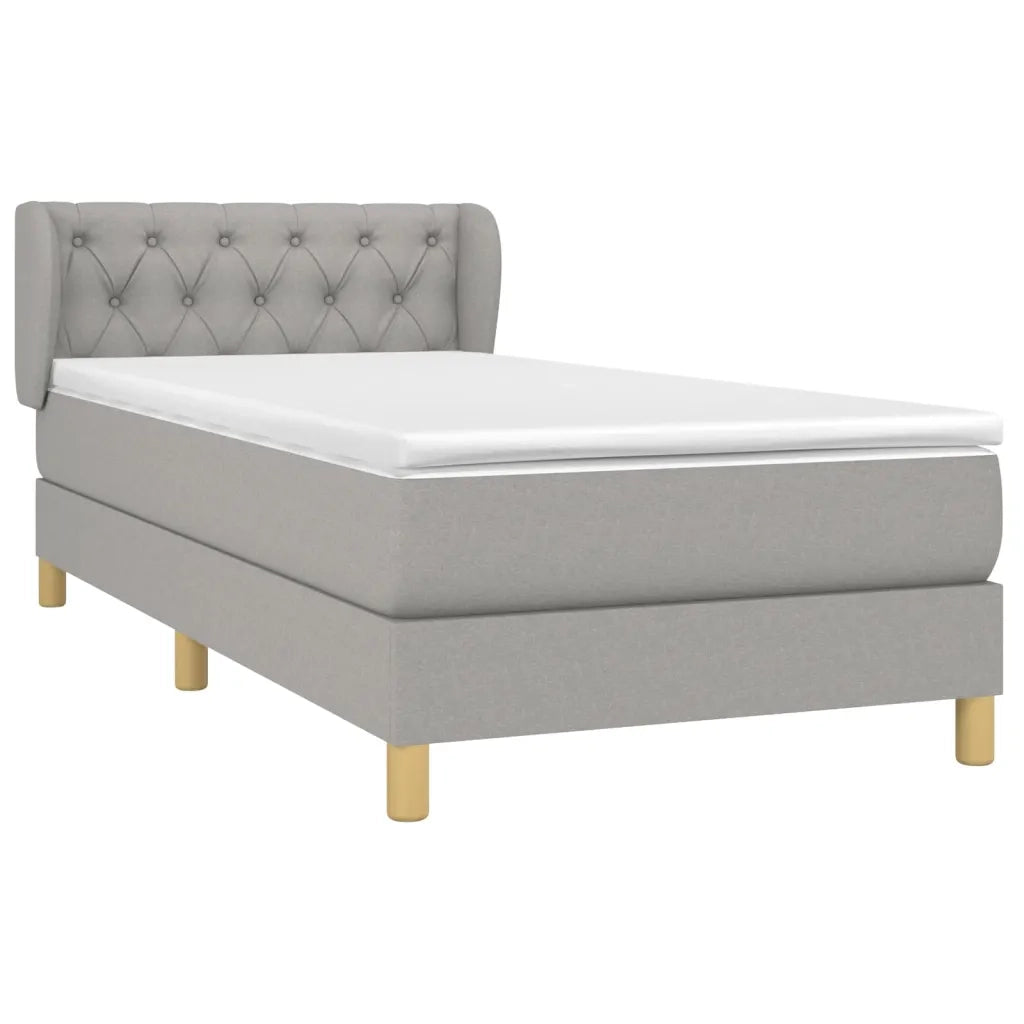 Letto singolo | Letto per adulti | Giroletto a Molle con Materasso Grigio Chiaro 80x200 cm Tessuto