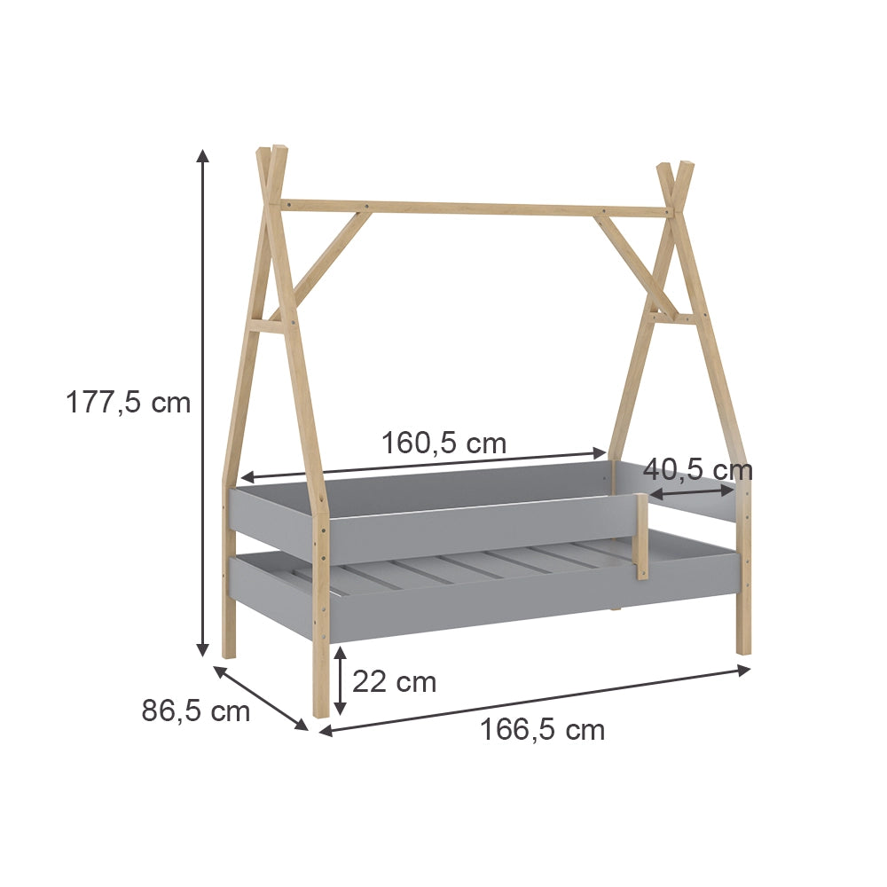 Vitalispa Letto per bambini Grigio 80x160 cm