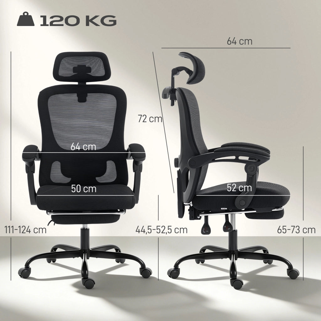 Sedia da ufficio ergonomica ¨C Minimal ¨C nera, rete, 64x64x124 cm