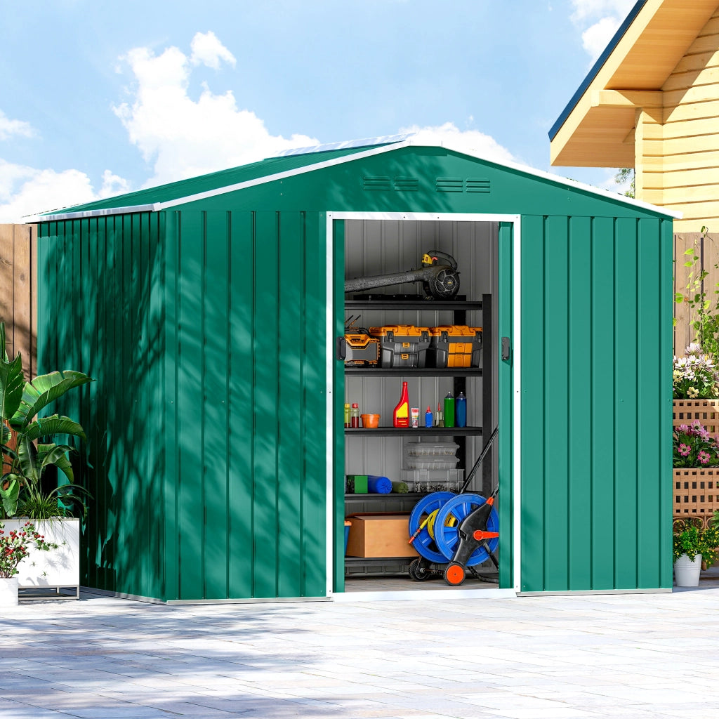 Casetta da Giardino 3.6 m2 ¨C Zephmum ¨C Verde 236x171x191 cm con Porte Scorrevoli