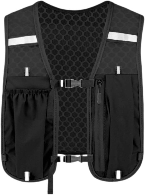Vestone per jogging - con strisce riflettenti, con tasucco per telefono e sistema di chiusura rapida - Progettato per essere ultraleggero e impermeabile, adatto per jogging/ciclismo (nero)