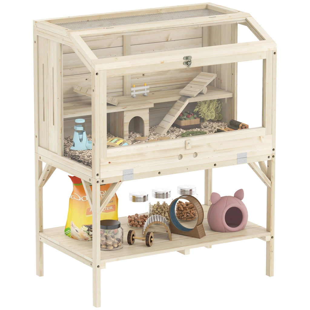 Gabbia per criceti in legno ¨C Xylo ¨C 2 livelli, 84x53x110 cm, naturale
