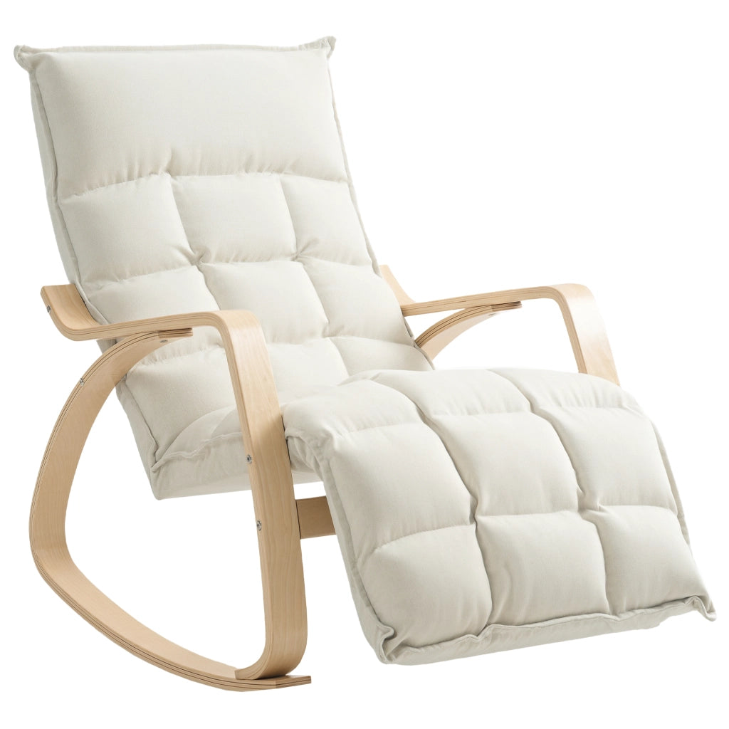 Poltrona Dondolo Imbottita con Braccioli ¨C Minimal ¨C Crema
