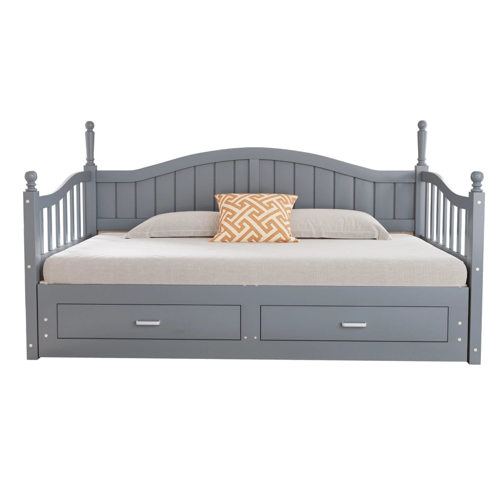 Divano letto con funzione estraibile in legno di pino 90x190 cm