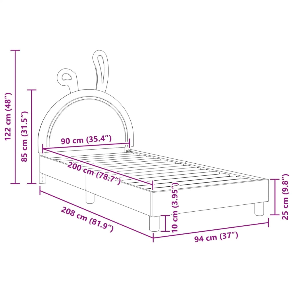 Struttura letto bambini con testata Rosa 90 x 200 cm PU 42011203