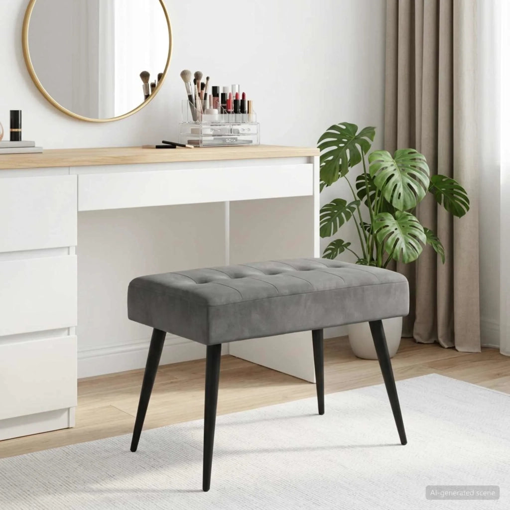 Panchina con bottoni imbottiti Grigio Scuro 60 x 40 x 45 cm 42038502