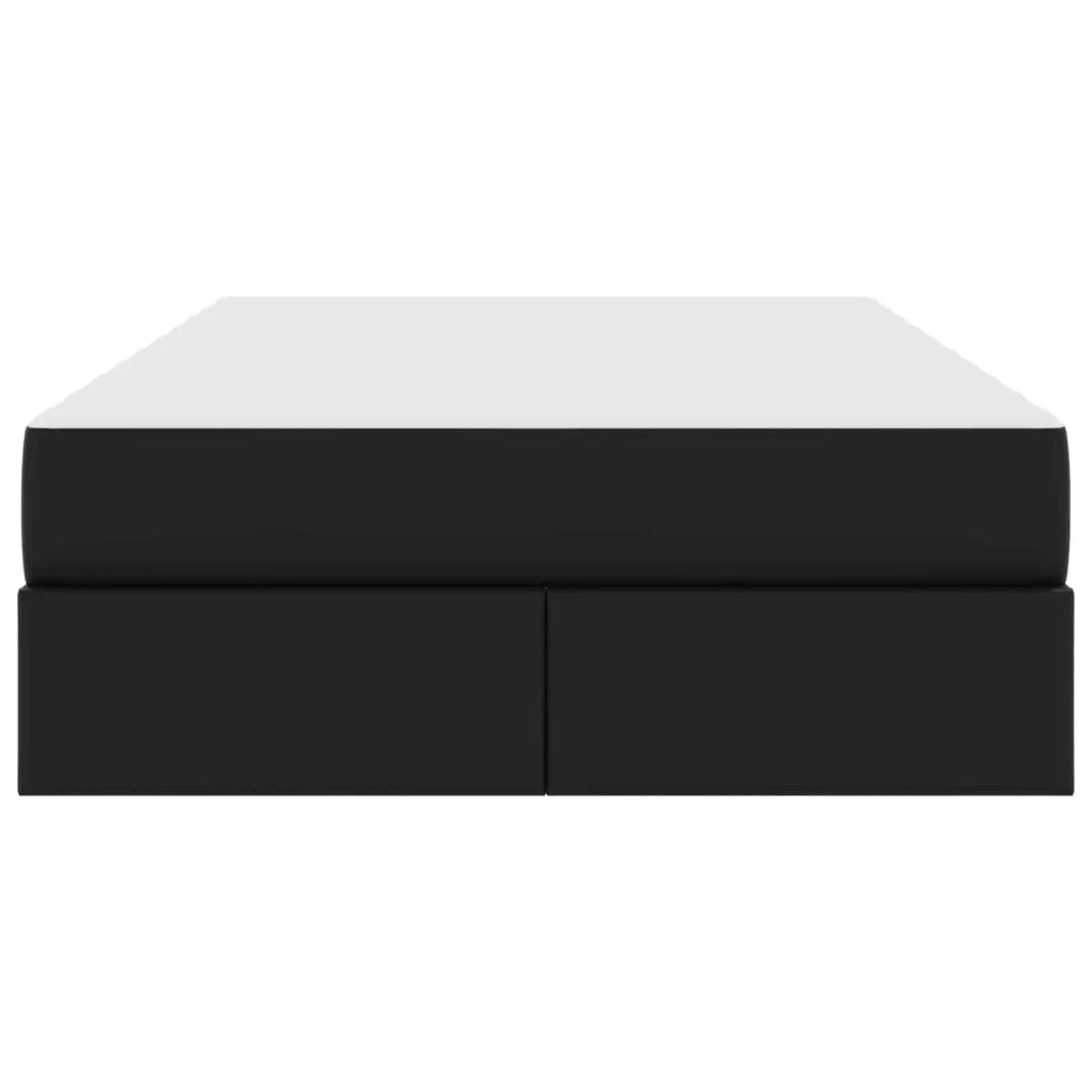 Letto con contenitore e materasso 2 pcs Nero Pelle