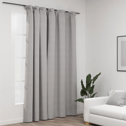 Tenda Oscurante Effetto Lino con Ganci Grigie 290x245 cm 321175