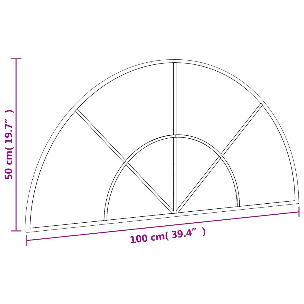 Specchio da Parete | Specchio decorativo Nero 100x50 cm Arco in Ferro