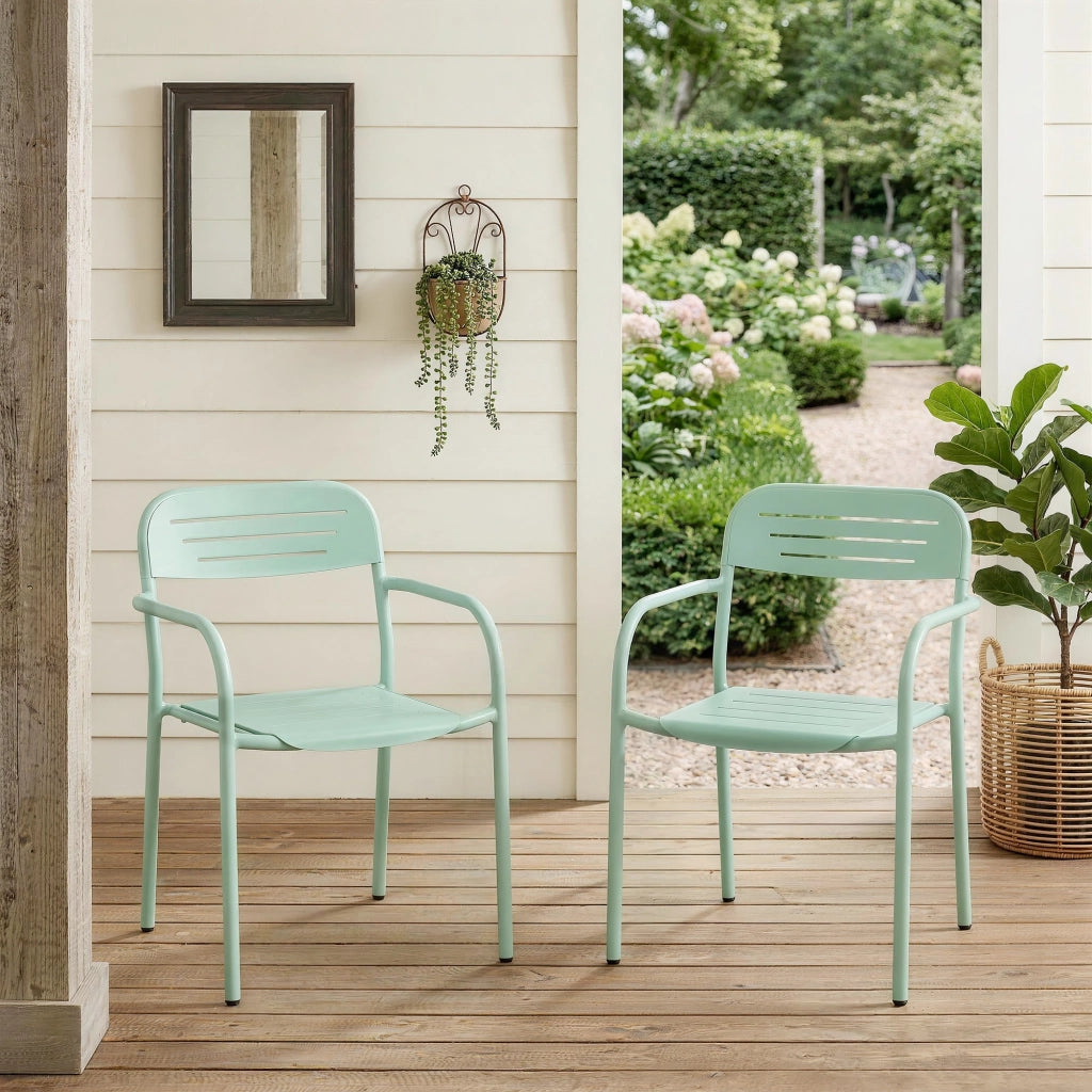 Set 2 Sedie da Giardino Impilabili ¨C Xylo ¨C Verde con Braccioli 56x58x78cm