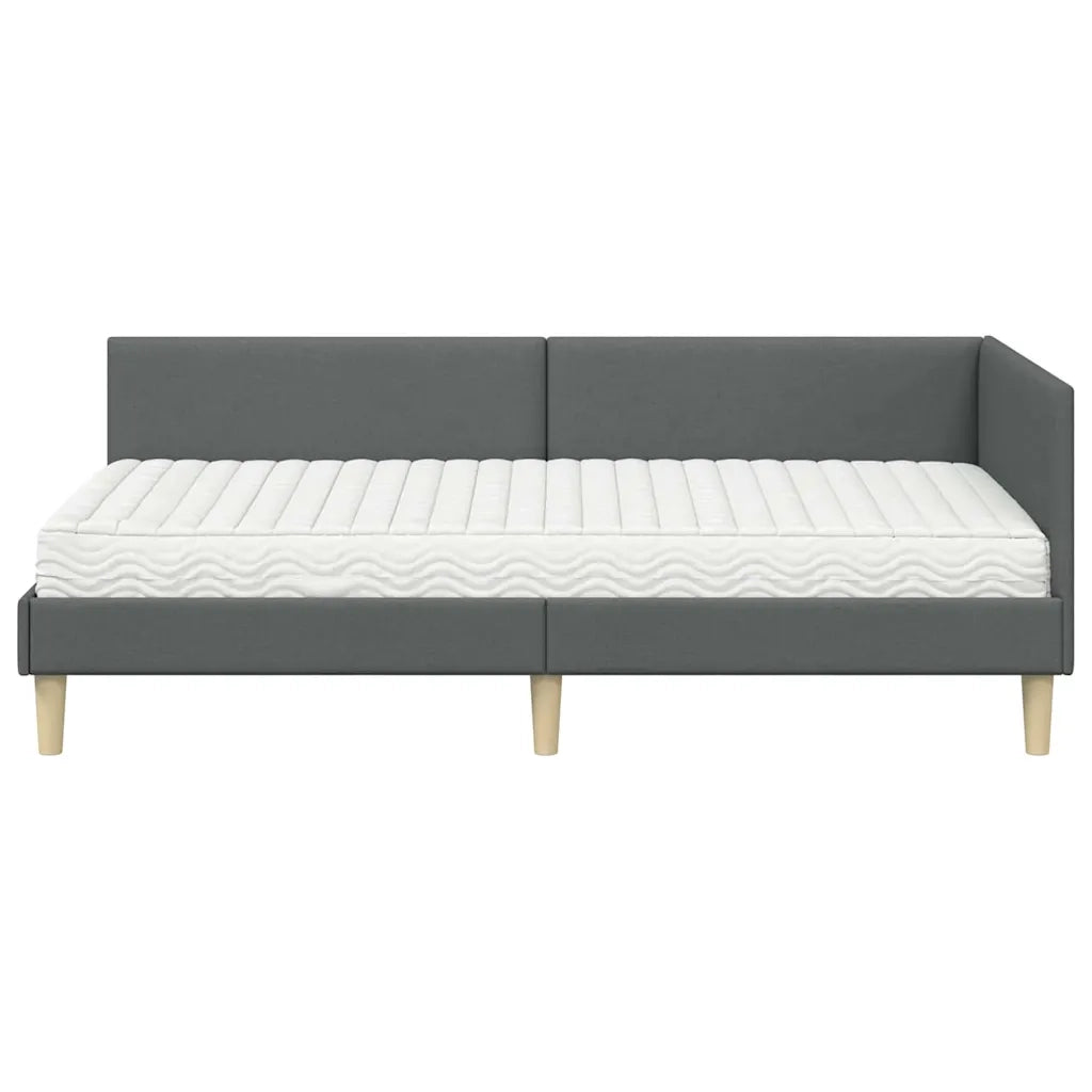 Letto singolo | Letto per adulti | Struttura Letto Angolare con Materasso 2 pcs Grigio Tessuto