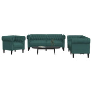 Set di Divani 3 pz Verde Scuro in Tessuto