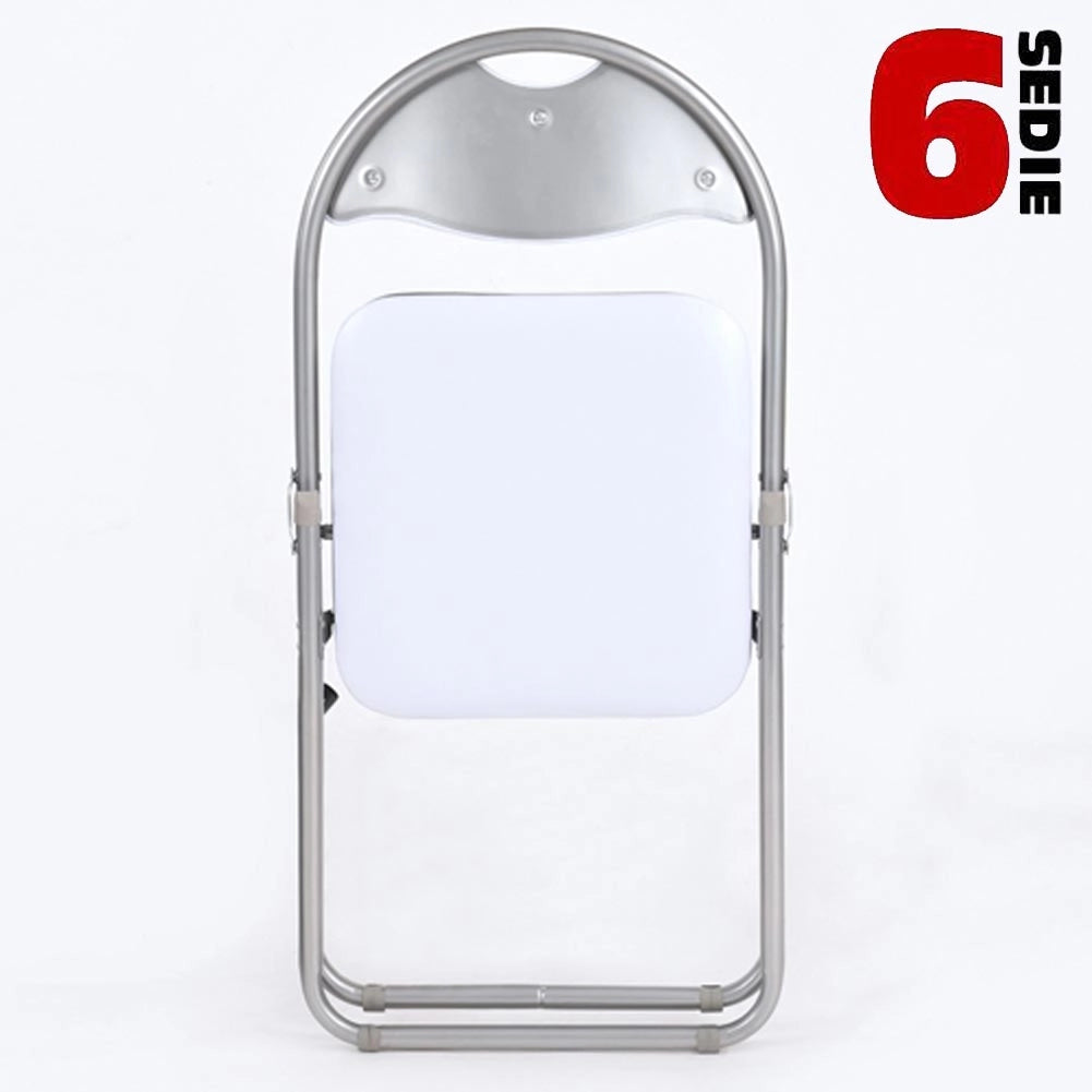 Set 6 Pezzi Sedie Imbottite Pieghevoli Colore Sedia Bianco Struttura Silver