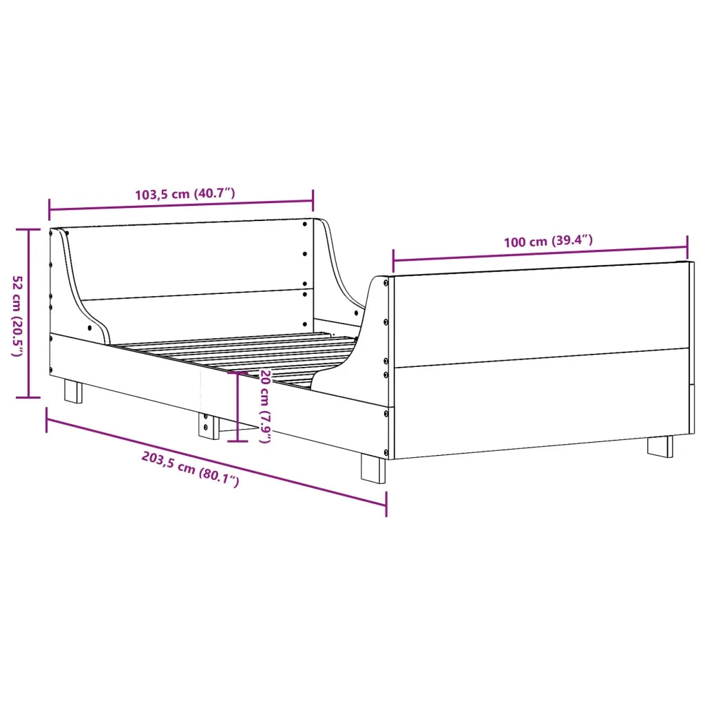 Letto senza Materasso-Struttura Letto Marrone Cera 100x200 cm in Legno di Pino 840598